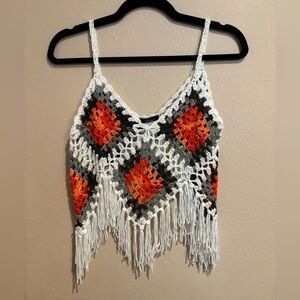Super Cute Boho Crochet Tank Top, Summer Vibes, Beach Day, NWT size M